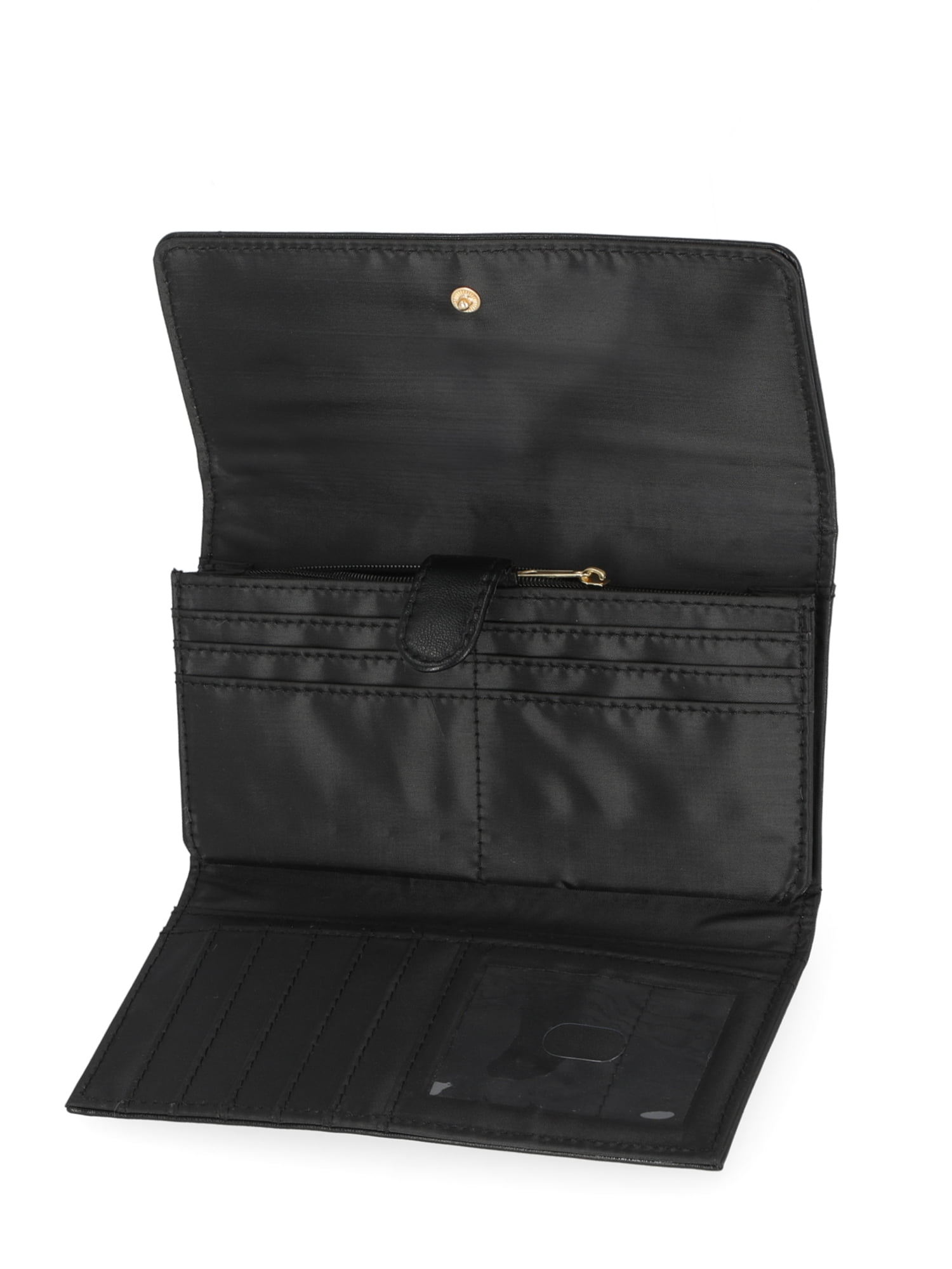 Time and Tru Women's Piper Clutch Wallet, Solid Black