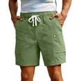 thumbnail image 2 of Nmnitkp Mens Shorts Quick Dry Cargo Shorts Elastic Waist Drawstring Multi-Pocket Lightweight Breathable Casual Outdoor Work Summer Shorts Army Green,3XL, 2 of 9