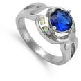 thumbnail image 4 of CHOOSE YOUR COLOR Blue Simulated Sapphire Solitaire Criss Cross Ring .925 Sterling Silver Band CZ Female Size 5, 4 of 4
