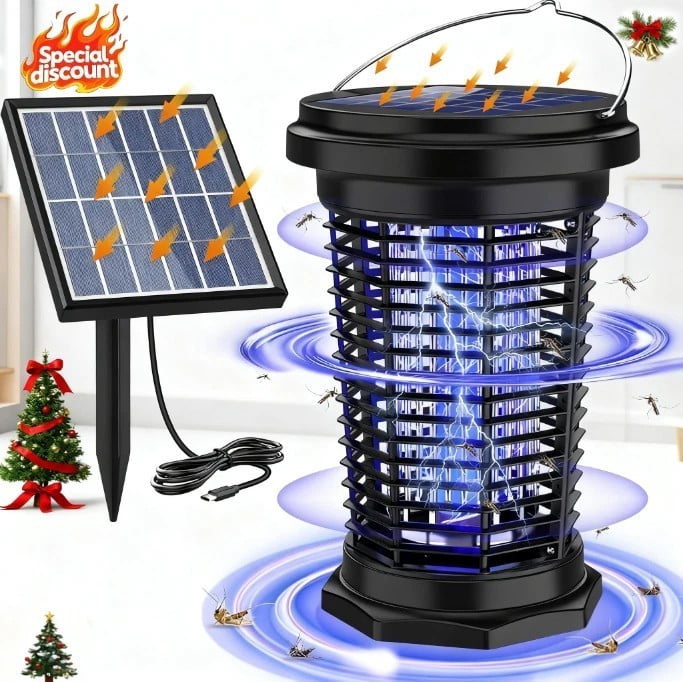 Bug Zapper for Outdoor & Indoor, USB Rechargeable Solar Bug Zapper with 5.5W