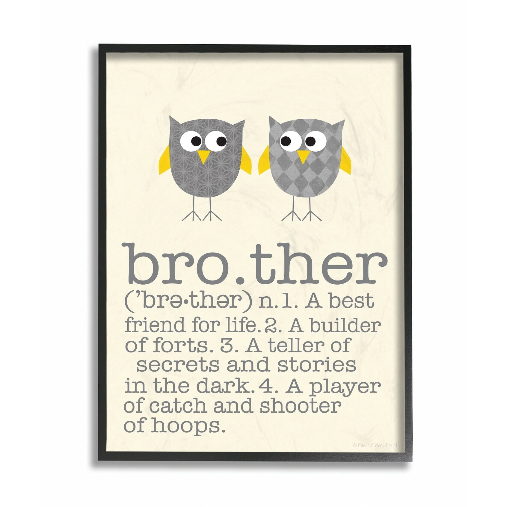 The Kids Room by Stupell Definition Of Brother With Two Grey Owls Framed Wall Art by Ellen Crimi-Trent