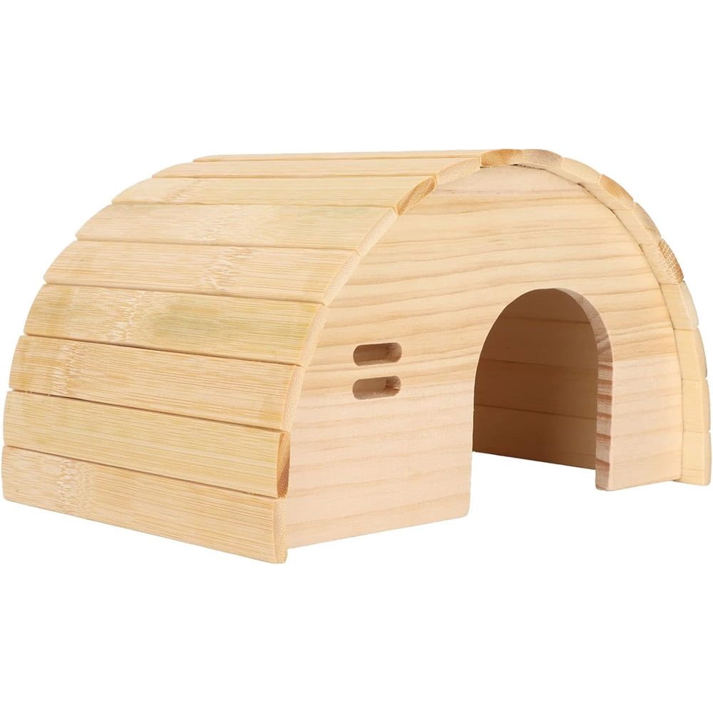 Guinea Pig Wooden House, Hamster Wooden House, Bite Arched Wood Hideout for Dwarf Hamster, Golden Bear Pet Supplies, Small Animals, Houses & Habitats.（Small）