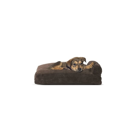 UPC: 0842229108040 | FurHaven | Faux Fleece & Corduroy Chaise Lounge Pillow Sofa-Style Pet Bed for Dogs & Cats Dark Espresso Small