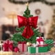 thumbnail image 5 of Adornos navideños, adornos navideños, regalos navideños, adornos navideños, lazos navideños, adornos para árboles de Navidad, lazos colgantes, decoración de escaparates, tela, nudo de mariposa, 5 of 6