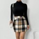 thumbnail image 2 of TaTaai Womens Casual Check Print High Waist Tight Pencil Skirt with Button Decor Fake Pockets Zipper Closure Fashion Slim Fit Skirt for Daily Work Wear Gift, 2 of 9