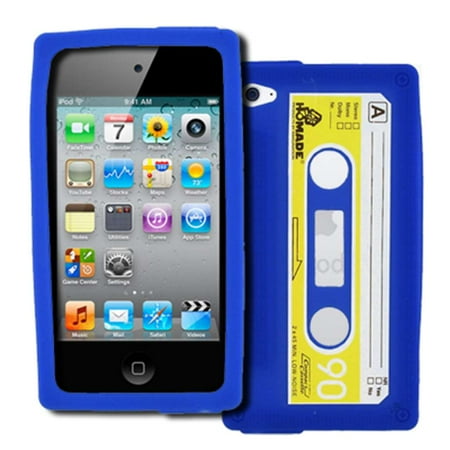 - iPod Touch 4 Case, MPERO Apple iPod Touch 4 / 4th Gen Silicone Skin Case Cover (Blue Cassette Tape)