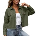 thumbnail image 4 of Enjoytime Cropped Jackets for Women Lapel Long Sleeve Button Down Shacket Fall Fashion Lightweight Trendy Casual Outerwear, 4 of 8