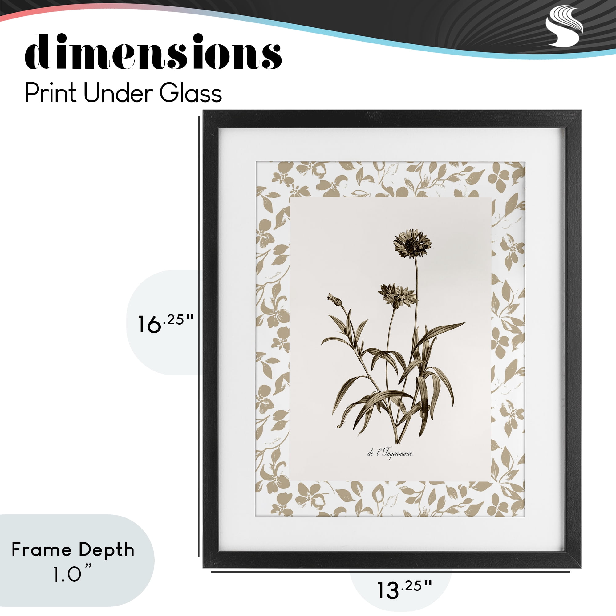 Stupell Industries Neutral Imperial Flowers Black Framed Print Under Glass, design by Kelly Donovan