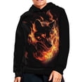 thumbnail image 2 of DISNIMO Fire Wolf Hoodie Kids Hooded Sweatshirts Boys and Girls Matching Hoodies Pullover Sweatshirt with Pockets Child Streetwear Hoodie Size 11-13 Teenage Girl Fall Clothes Black, 2 of 7