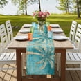 thumbnail image 3 of Green Tree Coastal Beach Table Runner 70 Inches Long, Vintage Tropical Plant Cotton Linen Table Runners Dresser Scarves, Decorative Fabric Tabletop Scarf Furniture Cover for Home Dinner Party 13"x70", 3 of 8