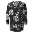 thumbnail image 4 of Uootdi Floral Print Graphic 3/4 Sleeve T Shirts Womens Summer Tops Colorblock V-Neck Casual Tops for Women Vintage Dressy Loose Fit Trendy Outfits Gift, 4 of 6