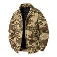 thumbnail image 2 of Delconic Mens Corduroy Jacket Loose Casual Turn Down Collar Long Sleeve Button Front Overshirt Camouflage Print Fall Winter Top Earthy Yellow L, 2 of 8