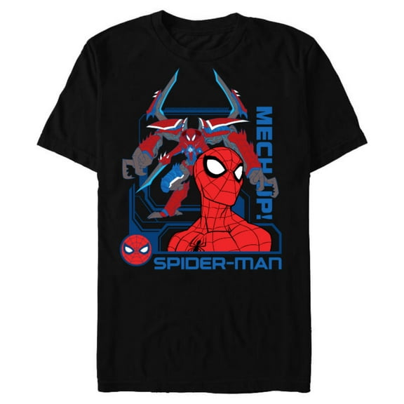 Marvel Mech Strike: Monster Hunters Spider-Man Mech Up - Short Sleeve Blended T-Shirt for Adults - Customized-Black