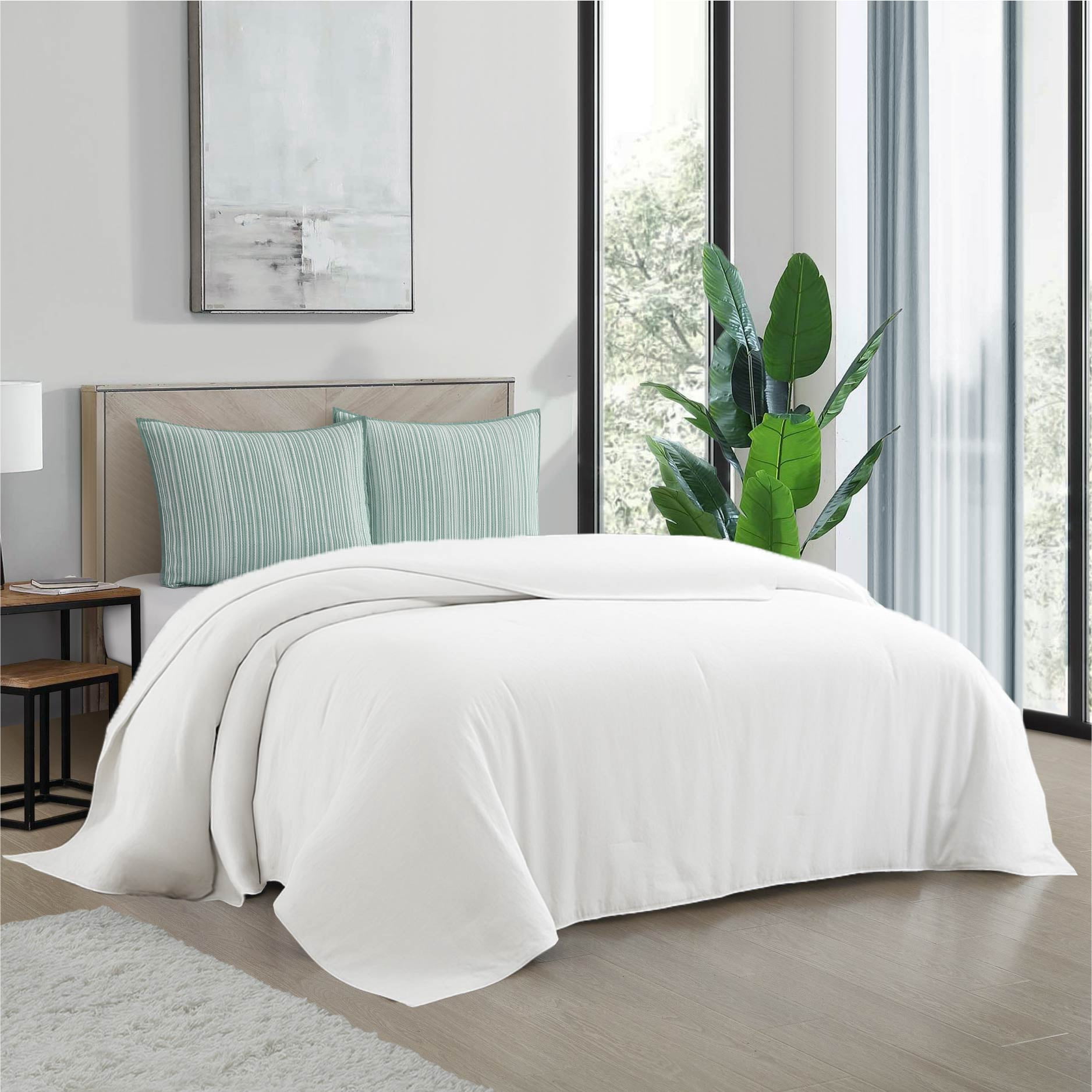 Mainstays Essentials Green Stripe Pillow Sham, King 1 Pack