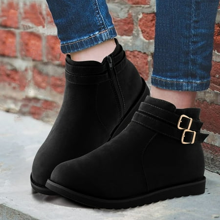 

Zunfeo Women Winter Boots- Value-Added Solid Lace-Up Boots Comfy Fleece Boots Boots Christmas Gifts Clearance Black 8.5