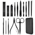 thumbnail image 4 of Professional Stainless Steel Nail Clipper, Travel & Grooming Kit Nail Tools Manicure & Pedicure Set of 15pcs with Luxurious Case (Black/Orange), 4 of 7