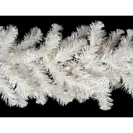 9' x 12" Pre-Lit Snow White Artificial Christmas Garland ...