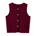 thumbnail image 3 of Womens Sleeveless Cropped Sweater Vest Summer Trendy Knit Crop Tank Tops Crewneck Button Y2K Going Out Top Wine Red S, 3 of 7