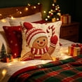 thumbnail image 2 of huayou Gingerbread Man Embroidery Print Christmas Throw Pillow Cover 17.72×17.72in Soft Cushion Case for Sofa Couch Bedroom Living Room Farmhouse Holiday Decoration, 2 of 6