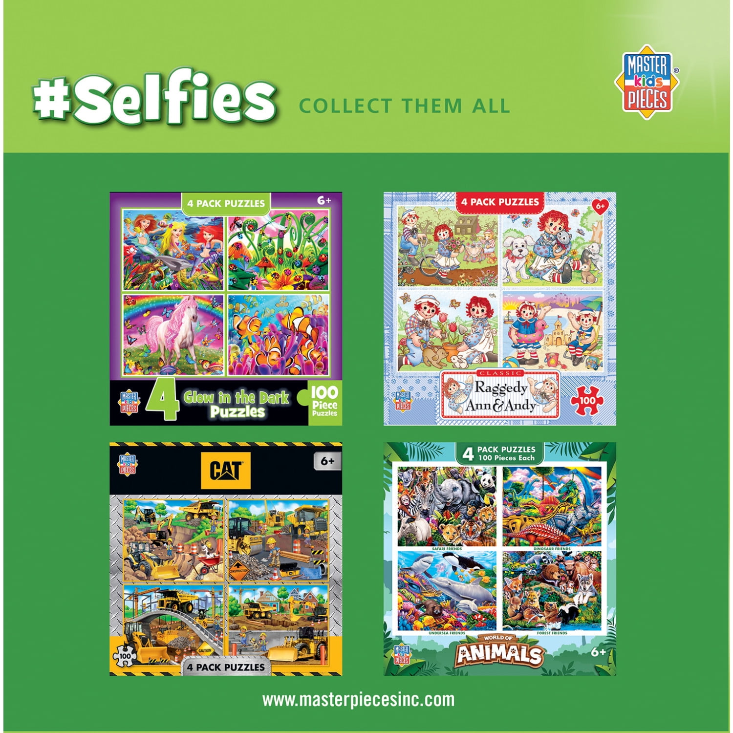 MasterPieces Kids Multipack Puzzle Set - Selfies 4-Pack 100 Piece