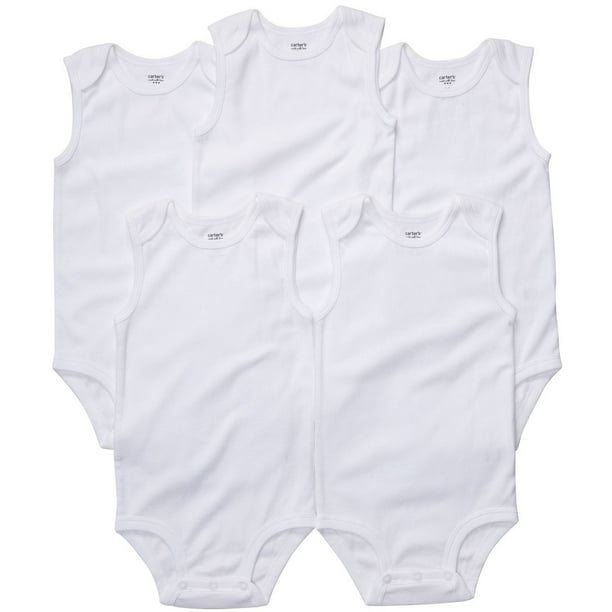 Carter's Carter's Unisex Baby Basic White Sleeveless Bodysuits