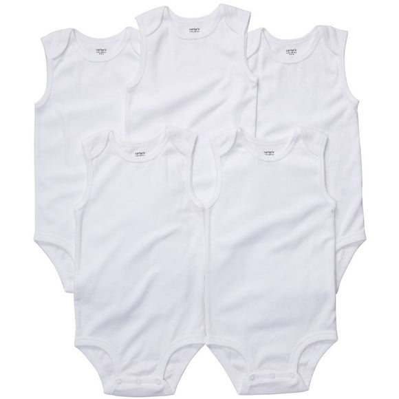 Carter's Unisex Baby 5-Pack Sleeveless Original Bodysuits, White, 3M