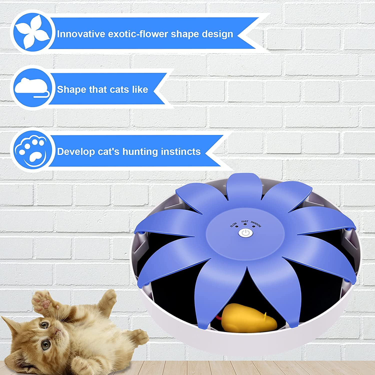 Pefilos 9" Interactive Cat Toy Mouse for Indoor Cats and Kitten, Uncatchable Spinning Mice,Hunting Chasing and Exercising,Cat Scratcher Track Roller Catnip Puzzle Toy, Blue Pefilos 9" Interactive Cat Toy Mouse for Indoor Cats and Kitten, Uncatchable Spinning Mice,Hunting Chasing and Exercising,Cat Scratcher Track Roller Catnip Puzzle Toy, Blue