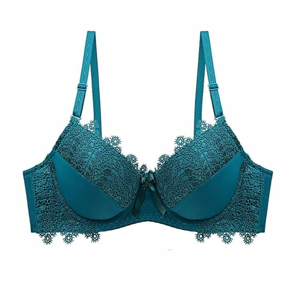 zanvin Lace Bras for Women, Women's Lace With Color Sexy Double Breasted  Push Up Bra,Green,S 