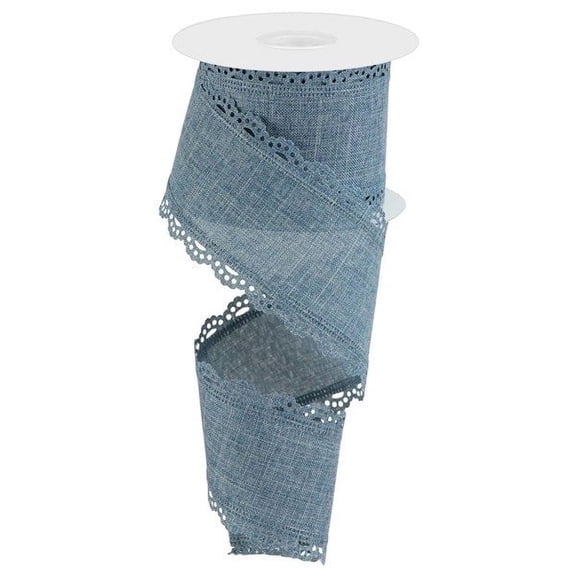 Scalloped Edge Ribbon on Canvas, 10 Yards (Faded Denim, 2.5 Inch)