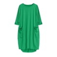 thumbnail image 5 of Oversized Baggy Midi Dress for Women Crew Neck Casual Loose Summer Dress with Pockets Basic Ladies Gown Knee Length Sundress, 5 of 5