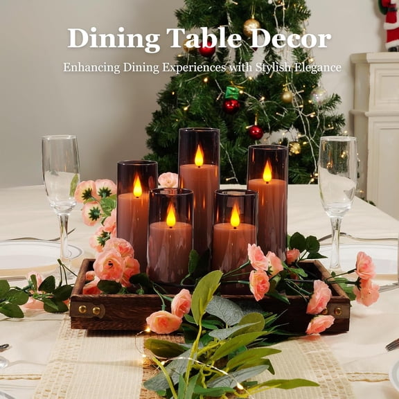 Goyuon Flameless Candles Pillar LED Real Wax Flickering Flame Remote Control Timer 5-Pack