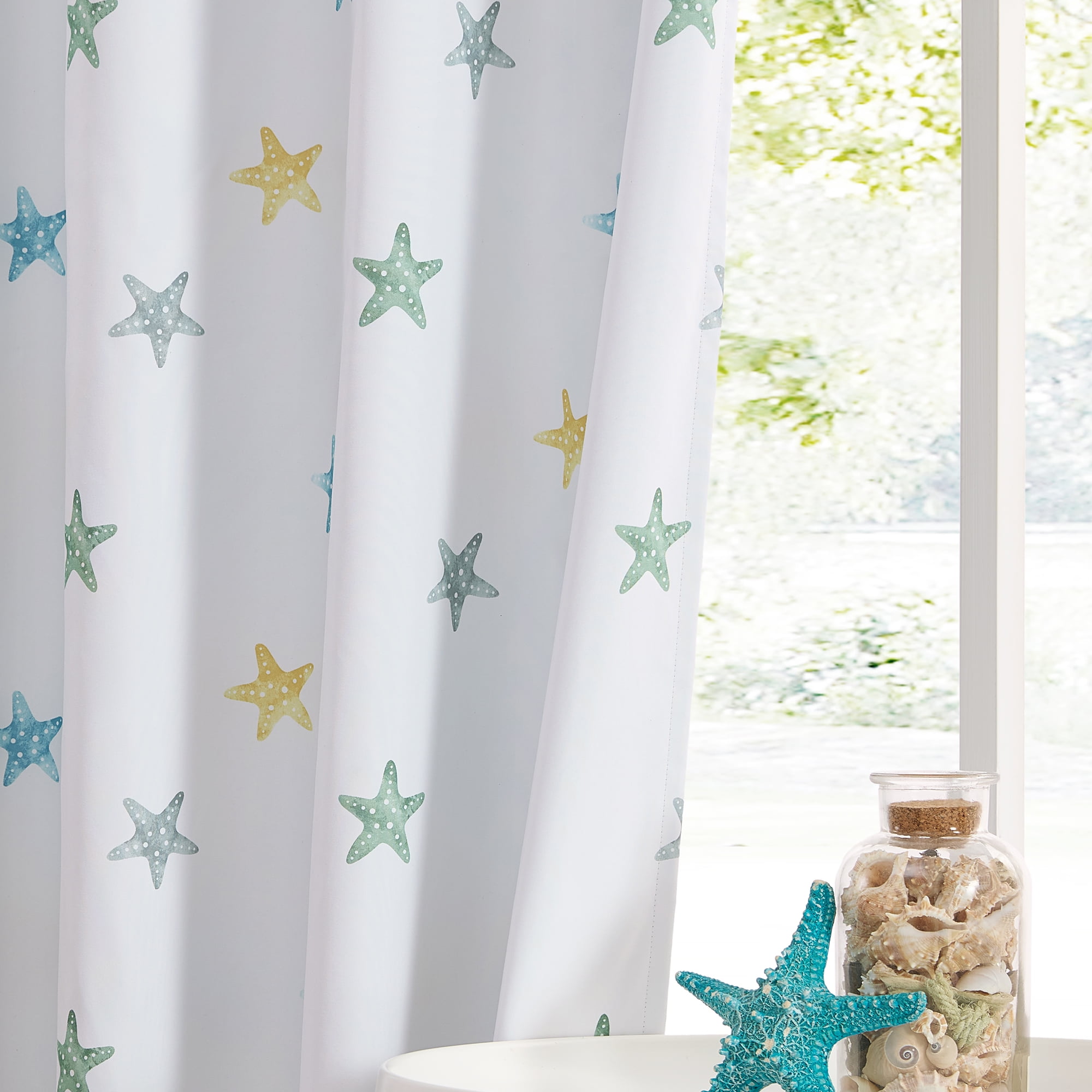 Ecologee Starfish 100% Blackout Rod Pocket Single Indoor Curtain Panel, Cream, 40" W x 84" L
