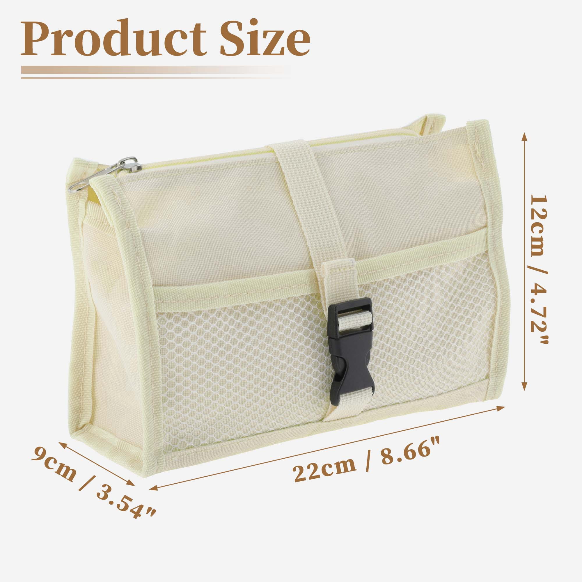 Unique Bargains Mesh Style Aesthetic Pen Bag Organizer Beige