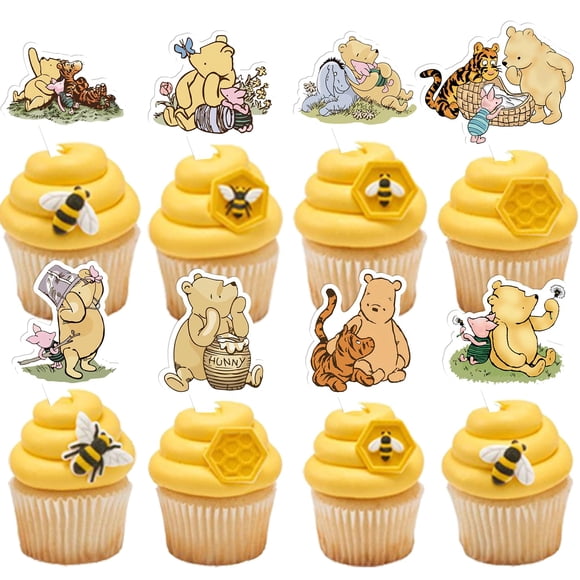 Cupcake Toppers FurPaw Winnie Bear, 48 unidades, para baby shower o cumpleaños