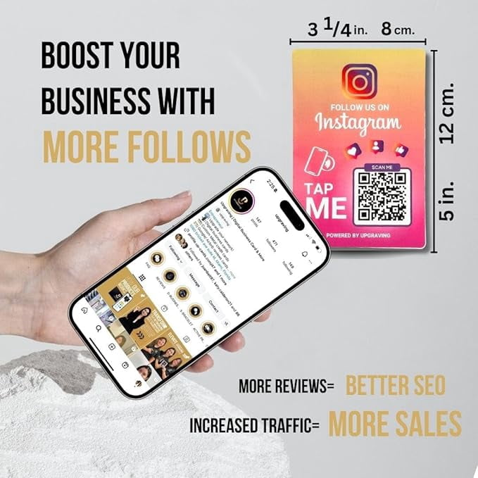 Boost Followers with Reusable QR & NFC Tap Sticker - Easy Follow Tap Sticker for Your Business, Store & Shop Followers Quickly - (2 Stickers)