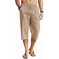 thumbnail image 6 of COOFANDY Men's Linen Capris Pants Below Knee Regular Fit 3/4 Pants Casual Drawstring Lightweight Beach Yoga Pants with Pockets, 6 of 9