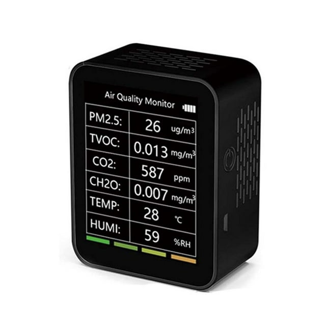 6 In 1 Air Quality Detector Tuya CO2 Tester PM2.5 TVOC CO2 CH2O Formaldehyde Monitor TFT Display CO2 Sensor Meter Analyzer ,High-Precision Sensor