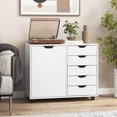 thumbnail image 1 of Costway Commode à 5 Tiroirs, Rangement Roulant, Classeur Latéral avec Tablette Ajustable, 1 of 10