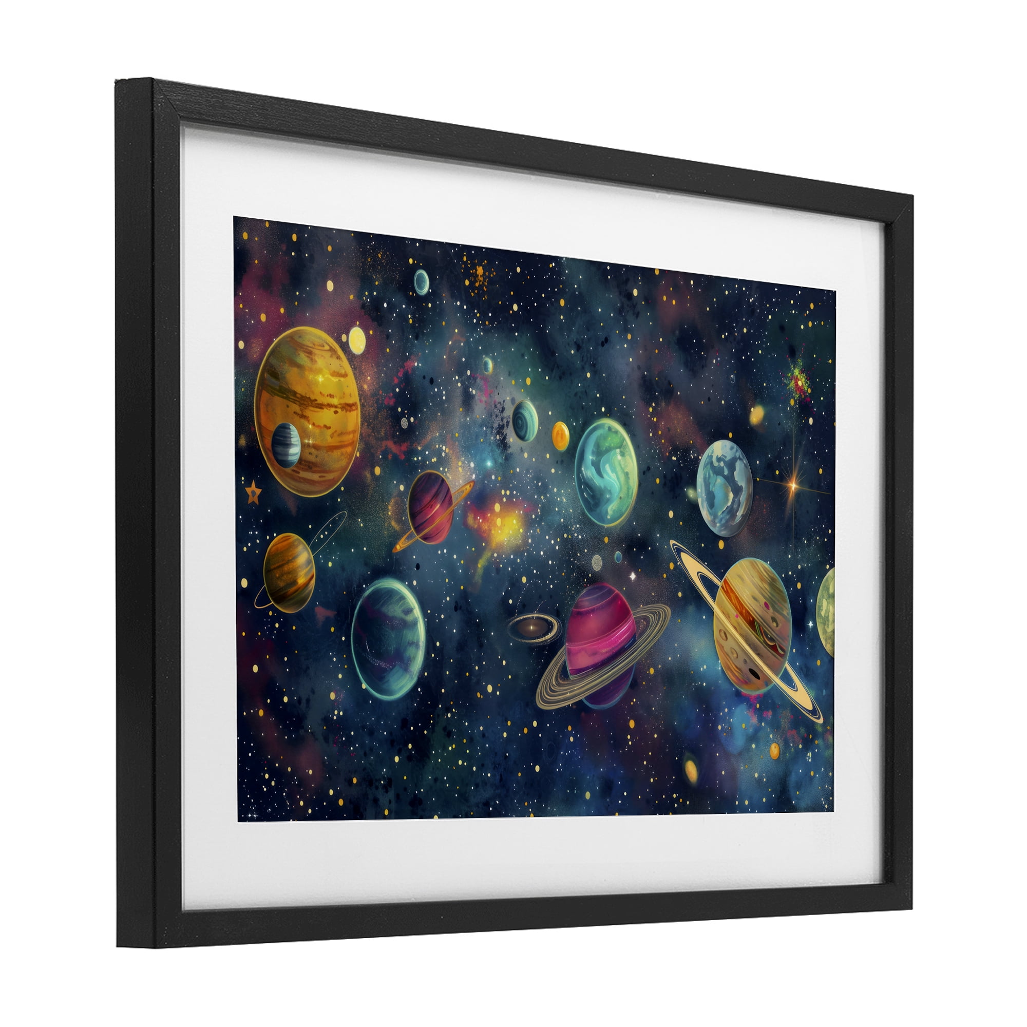 Stupell Industries Celestial Planetary Parade Black Framed Print Under Glass, design by Creative Studio