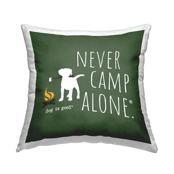 Stupell Industries Never Camp Alone Decorative Printed Throw Pillow Design by Dog Is Good.