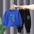 thumbnail image 2 of Gibobby Toddler Boy Clothes Boy Fall Winter Outfit School Casual Long Sleeve Letter Sweatshirt Plaid Jogger Pants Set 2T 3T 4T 5T 6T 7T 8T 9T Little Boys Winter Outfits Clothes(7-8 Years,Blue), 2 of 6