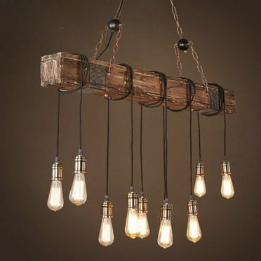 10-light Rustic Industrial Chandelier, Hanging Pendant Lamp, Farmhouse Lighting Fixtures for Dining Room, Kitchen, Hallway, Bedroom