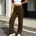 thumbnail image 5 of Oksale Womens Petite Straight Leg Sweatpants with Multi Pockets Soft Cozy Cargo Sweatpants Casual Elastic Waisted Drawstring Jogger Trousers for Daily Wear Brown M, 5 of 10