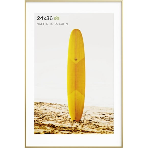 HAHDAXIA 24x36 Frame Gold, Premium Metal 24x36 Poster Frame with Mat for 20x30 Photo, 24 x 36 Puzzle Frame Matted to 20 x 30 Picture, Tempered Glass, Wall Hook Included, Set of 1