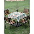 thumbnail image 4 of Outdoor Tablecloths with Umbrella Hole & Zipper, Teal Red Coastal 60x60 Inch Square Tablecloths, Beach Nautical Sea Turtle Coral Starfish Vintage Waterproof Table Cloth, Patio/Pool Table Covers, 4 of 8