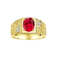 thumbnail image 1 of RYLOS Men's Rings 14K Yellow Gold Designer Nugget Ring Oval 9X7MM Gemstone & Diamonds  Ruby July Birthstone Rings For Man Size 11, 1 of 7