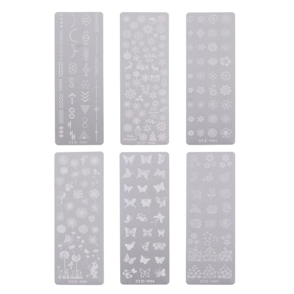 6 Pcs Gabarits de Manucure de Noël, Décalcomanies pour Ongles, Assiettes, Fournitures de Beauté pour Ongles