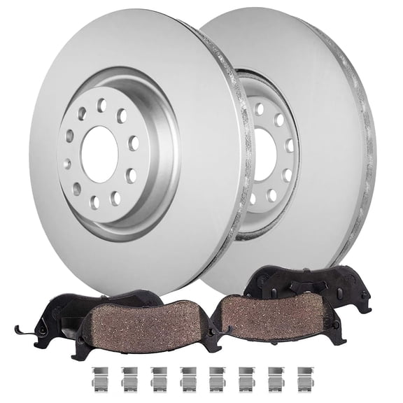 Detroit Axle - Front Brake Kit for Volkswagen 2018-2022 Atlas 2020-2022 Atlas Cross Sport, 13.19" inch Disc Brake Rotors Ceramic Brake Pads with Hardware 2021 Replacement