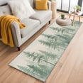thumbnail image 2 of Green Forest Runner Rugs 2x6 ft Watercolor Misty Green Tall Trees Linen Texture Washable Hallway Rugs Non-Slip Floor Mats Absorbent Carpet Bedside Runners for Bedroom Kitchen Bathroom Laundry Room, 2 of 9