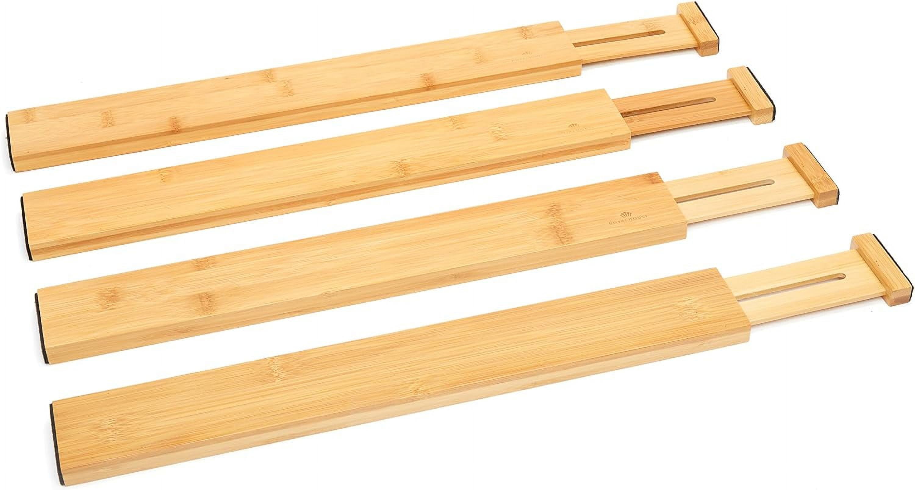 Large Drawer Organizer (18" - 22") Adjustable Bamboo Drawer Dividers Organizers, Expandable Drawer Separators for your Kitchen, Bedroom, Bathroom, Dresser, Office, and More (4 pieces)